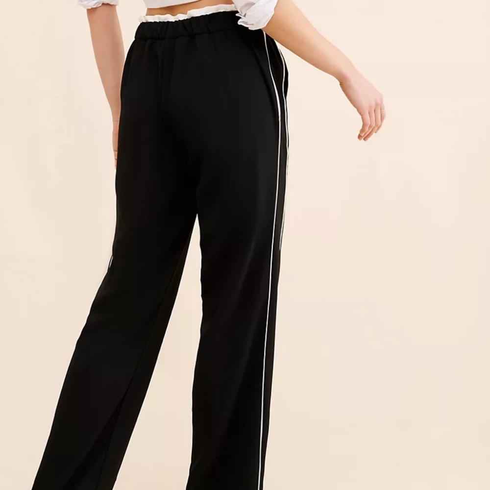 Anthropologie Black Track Pants with White Stripe